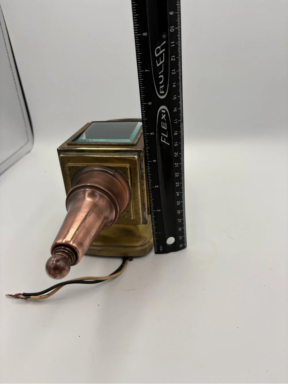 Early MCM 11” Copper & Brass Carriage Lantern Sconce Porch Light Clean Refurbish